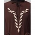 Embroidery abaya with balloon sleeves- Brown